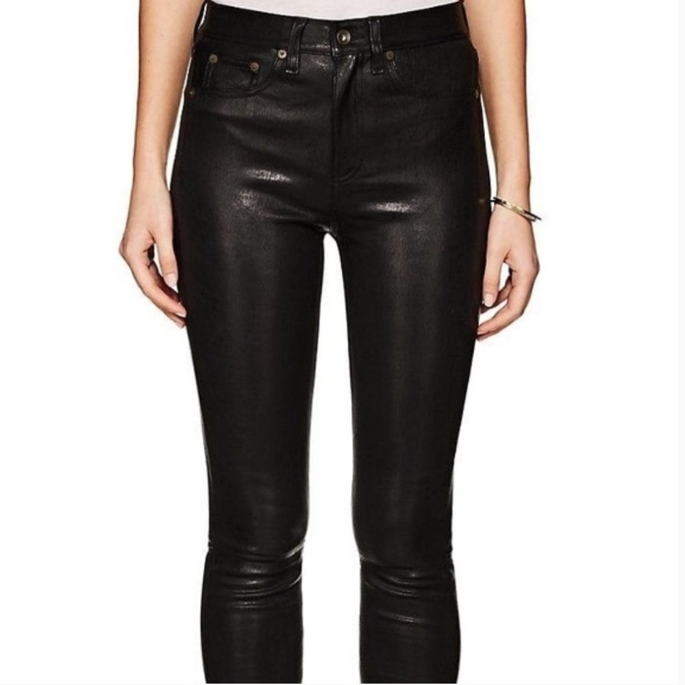 Rag & Bone Black Leather Skinny Pants Size 24